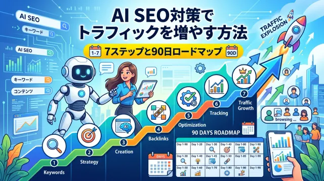AI SEO対策でトラフィックを増やす方法｜7ステップと90日ロードマップ