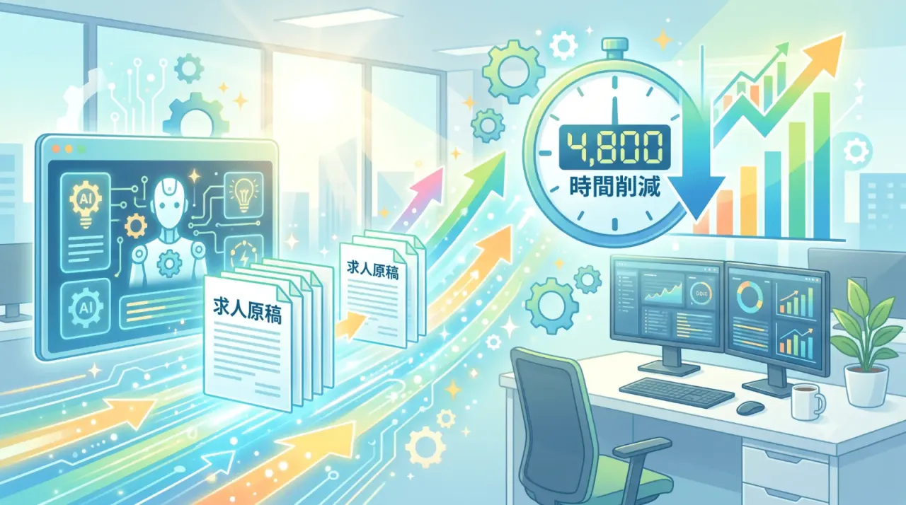 ヒューマンリソシアのAIエージェント事例｜求人原稿DXで年間4,800時間削減