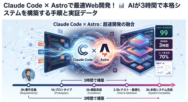 Claude Code × Astroで最速Web開発！AIが3時間で本格システムを構築する手順と実証データ