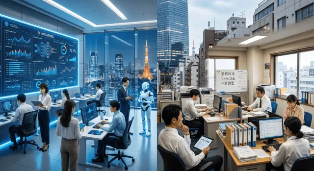 AI導入率72.1% vs 42.3%は何を意味する？大企業と中小企業のAI活用格差と導入手順