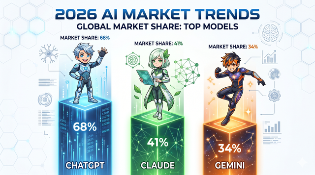 【2026年最新版】ChatGPT・Claude・Gemini利用率を徹底可視化｜業界別AI活用白書